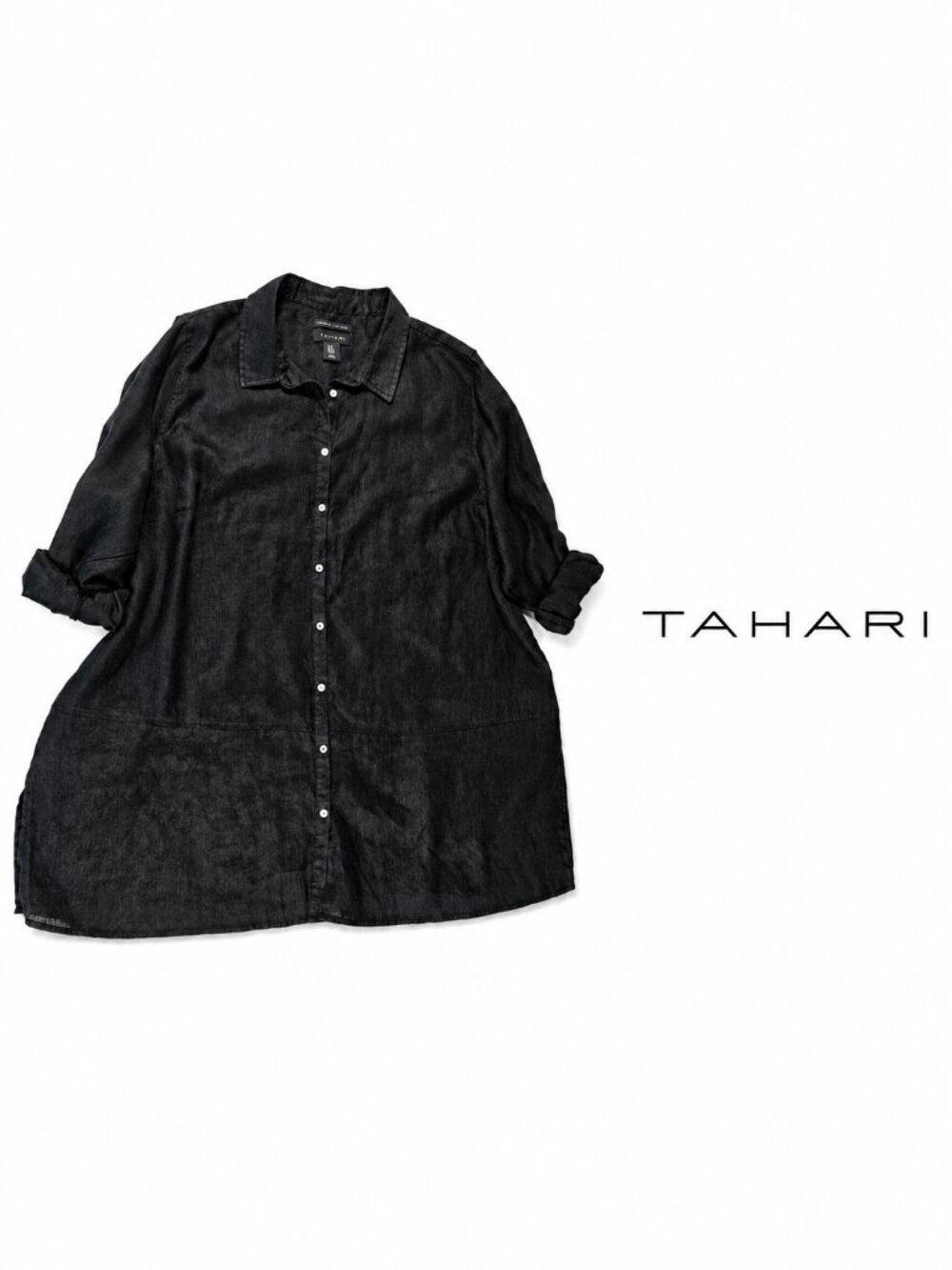 TAHARI Essentials 100% Linen Button Front Shirt ~ Size 3X - Picture 1 of 4